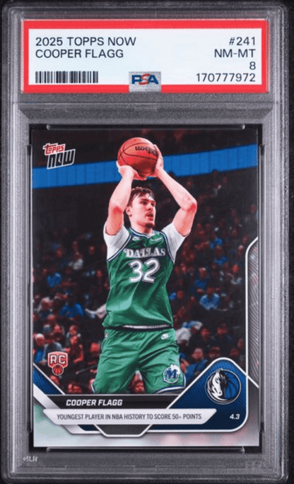 Graded 2025 Topps Now Cooper Flagg #241 Rookie RC Basketball Card PSA 8 Near Mint
