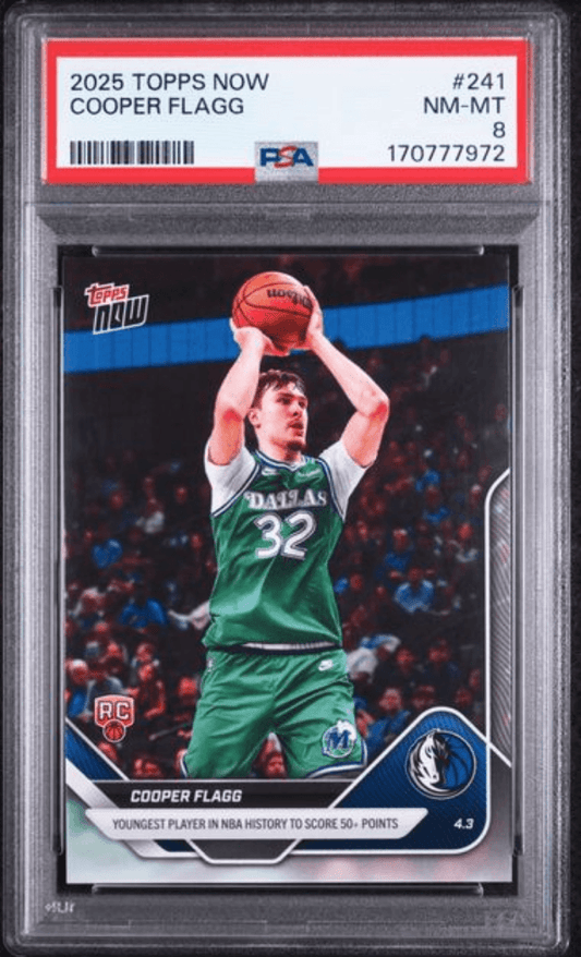 Graded 2025 Topps Now Cooper Flagg #241 Rookie RC Basketball Card PSA 8 Near Mint