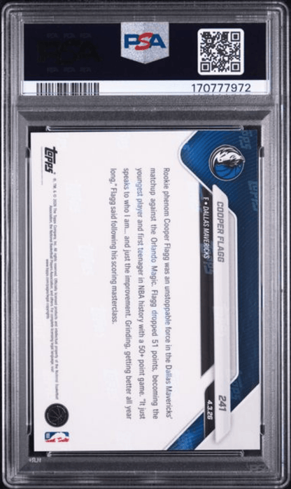 Graded 2025 Topps Now Cooper Flagg #241 Rookie RC Basketball Card PSA 8 Near Mint