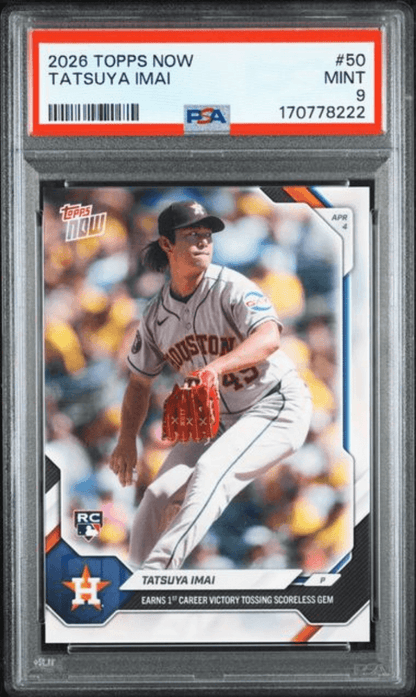 Graded 2026 Topps Now Tatsuya Imai #50 Rookie RC Baseball Card PSA 9 Near Mint