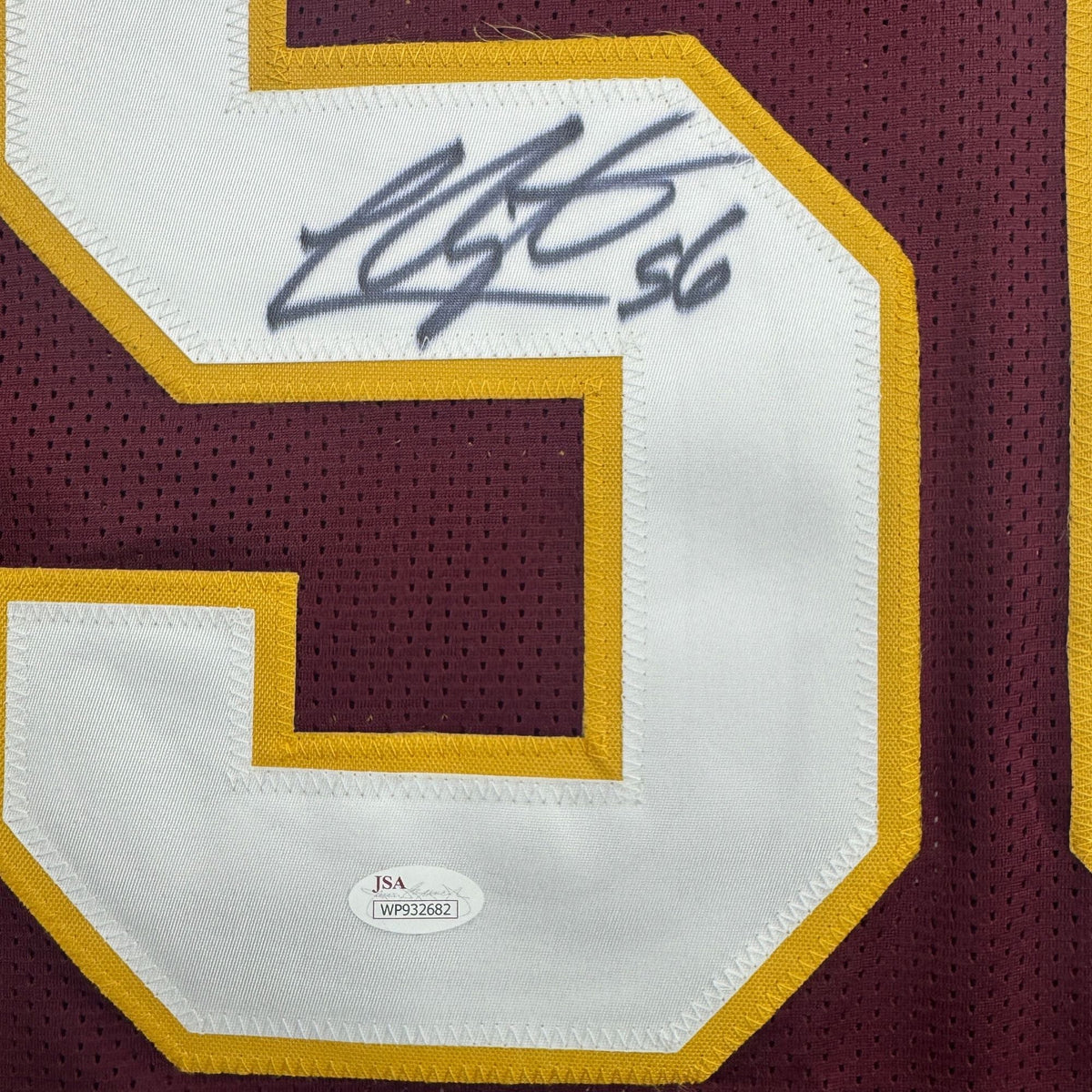 Autographed/Signed Lavar Arrington Washington Burgundy Football Jersey JSA COA