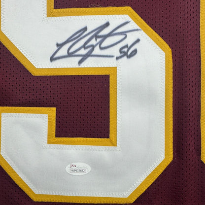 Autographed/Signed Lavar Arrington Washington Burgundy Football Jersey JSA COA