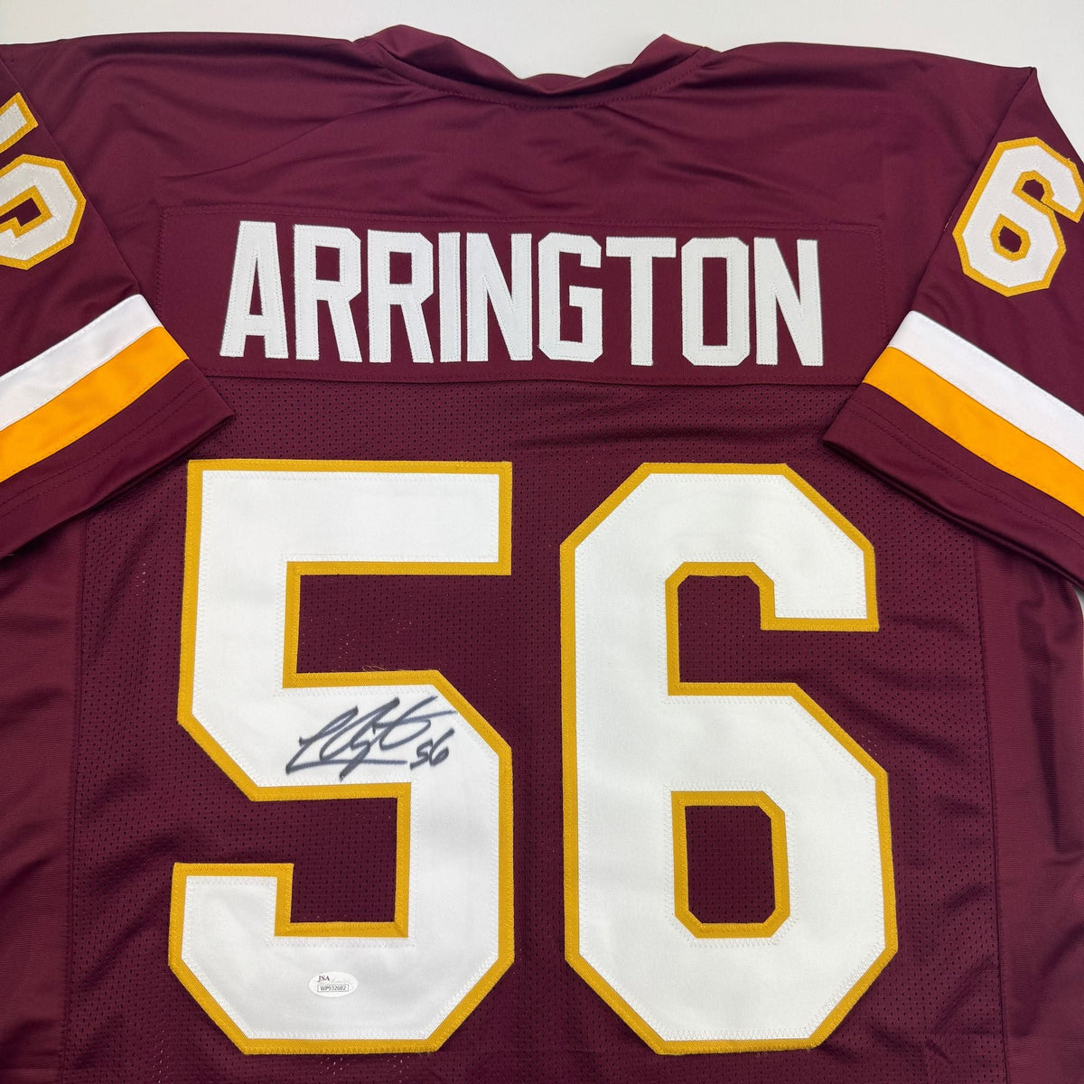 Autographed/Signed Lavar Arrington Washington Burgundy Football Jersey JSA COA