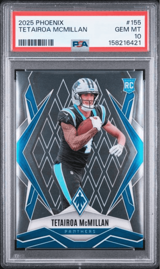 Graded 2025 Panini Phoenix Tetairoa McMillan #155 Rookie RC Football Card PSA 10 Gem Mint