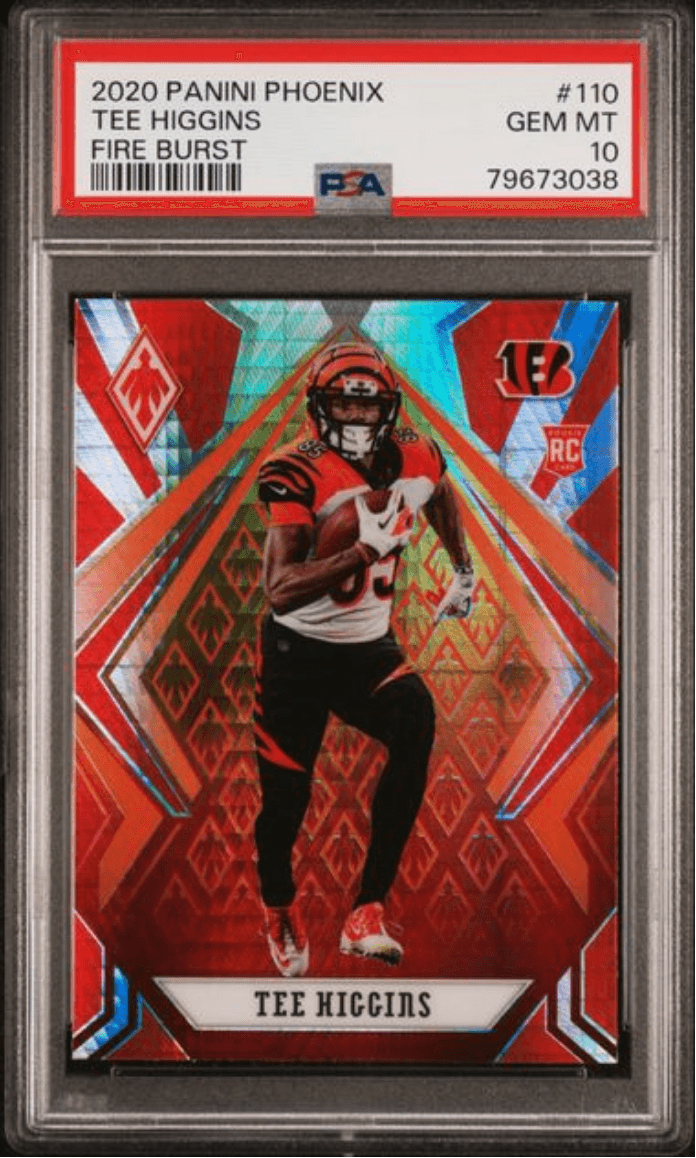 Graded 2020 Panini Phoenix Tee Higgins #110 Fire Burst Rookie RC Football Card PSA 10 Gem Mint