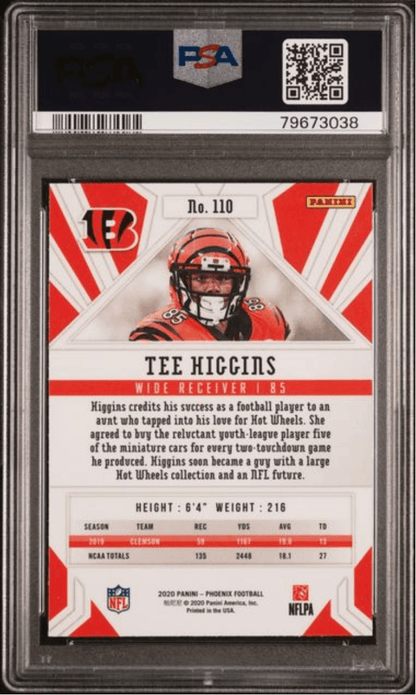 Graded 2020 Panini Phoenix Tee Higgins #110 Fire Burst Rookie RC Football Card PSA 10 Gem Mint