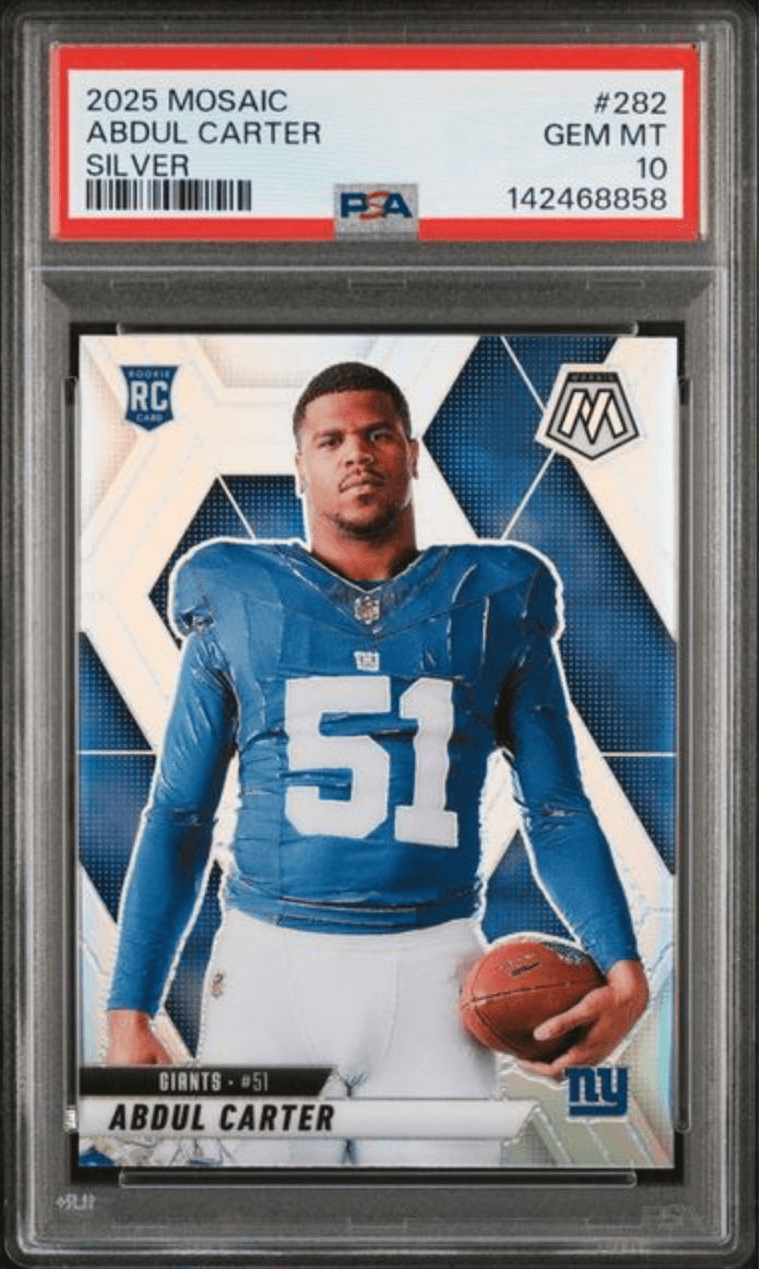 Graded 2025 Panini Mosaic Abdul Carter #282 Silver Rookie RC Football Card PSA 10 Gem Mint