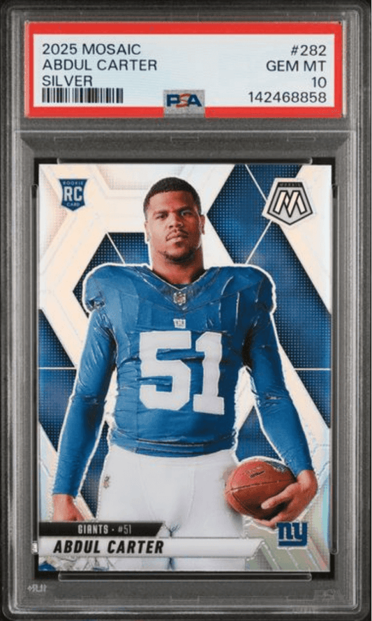 Graded 2025 Panini Mosaic Abdul Carter #282 Silver Rookie RC Football Card PSA 10 Gem Mint