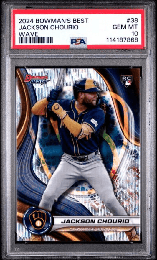 Graded 2024 Topps Bowmans Best Jackson Chourio #38 Wave Rookie RC Baseball Card PSA 10 Gem Mint