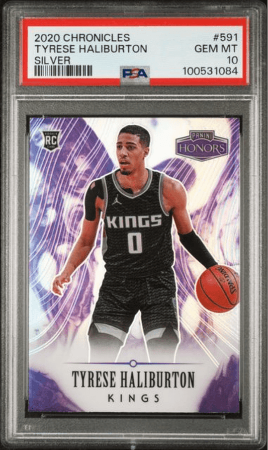 Graded 2020 Panini Chronicles Tyrese Haliburton #591 Silver Rookie RC Basketball Card PSA 10 Gem Mint