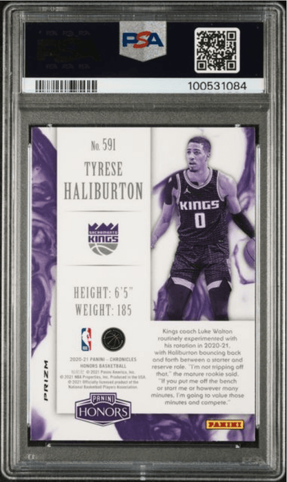 Graded 2020 Panini Chronicles Tyrese Haliburton #591 Silver Rookie RC Basketball Card PSA 10 Gem Mint