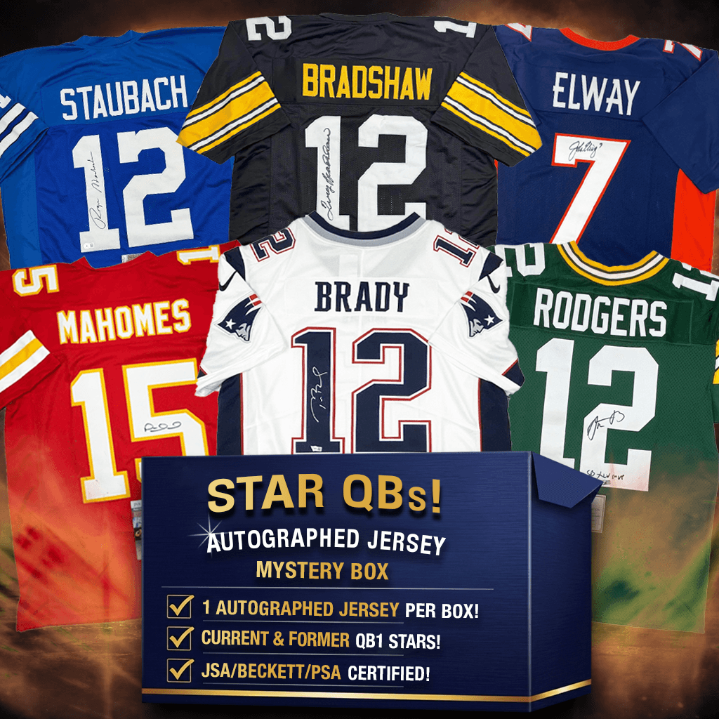 Star QBs! Autographed/Signed Football Jersey Mystery Box with PSA JSA or Beckett COA