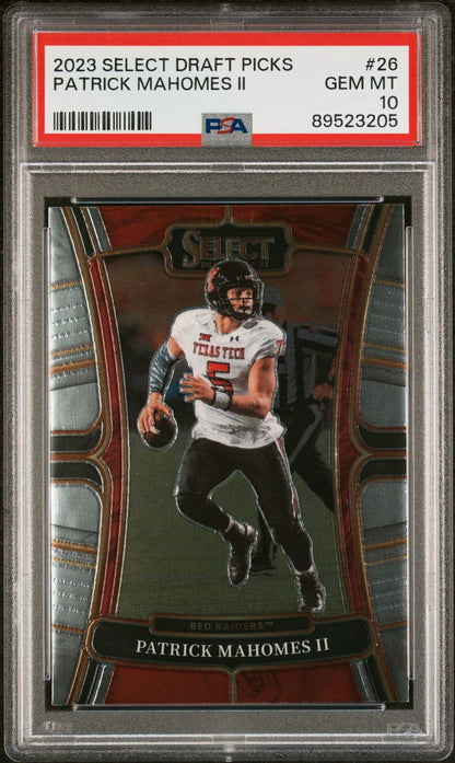 Graded 2023 Panini Select Draft Picks Patrick Mahomes II #26 Football Card PSA 10 Gem Mint