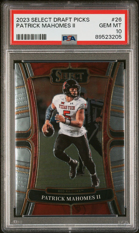 Graded 2023 Panini Select Draft Picks Patrick Mahomes II #26 Football Card PSA 10 Gem Mint