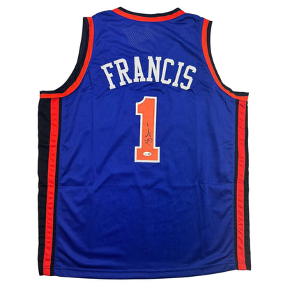 Autographed/Signed Steve Francis New York Blue Basketball Jersey JSA COA