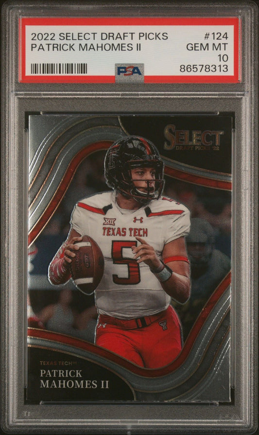 Graded 2022 Panini Select Draft Picks Patrick Mahomes II #124 Field Level Football Card PSA 10 Gem Mint