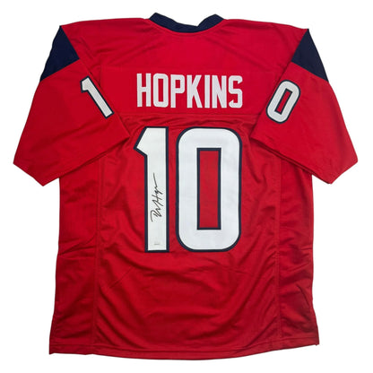 Autographed/Signed DeAndre Hopkins Houston Red Football Jersey JSA COA