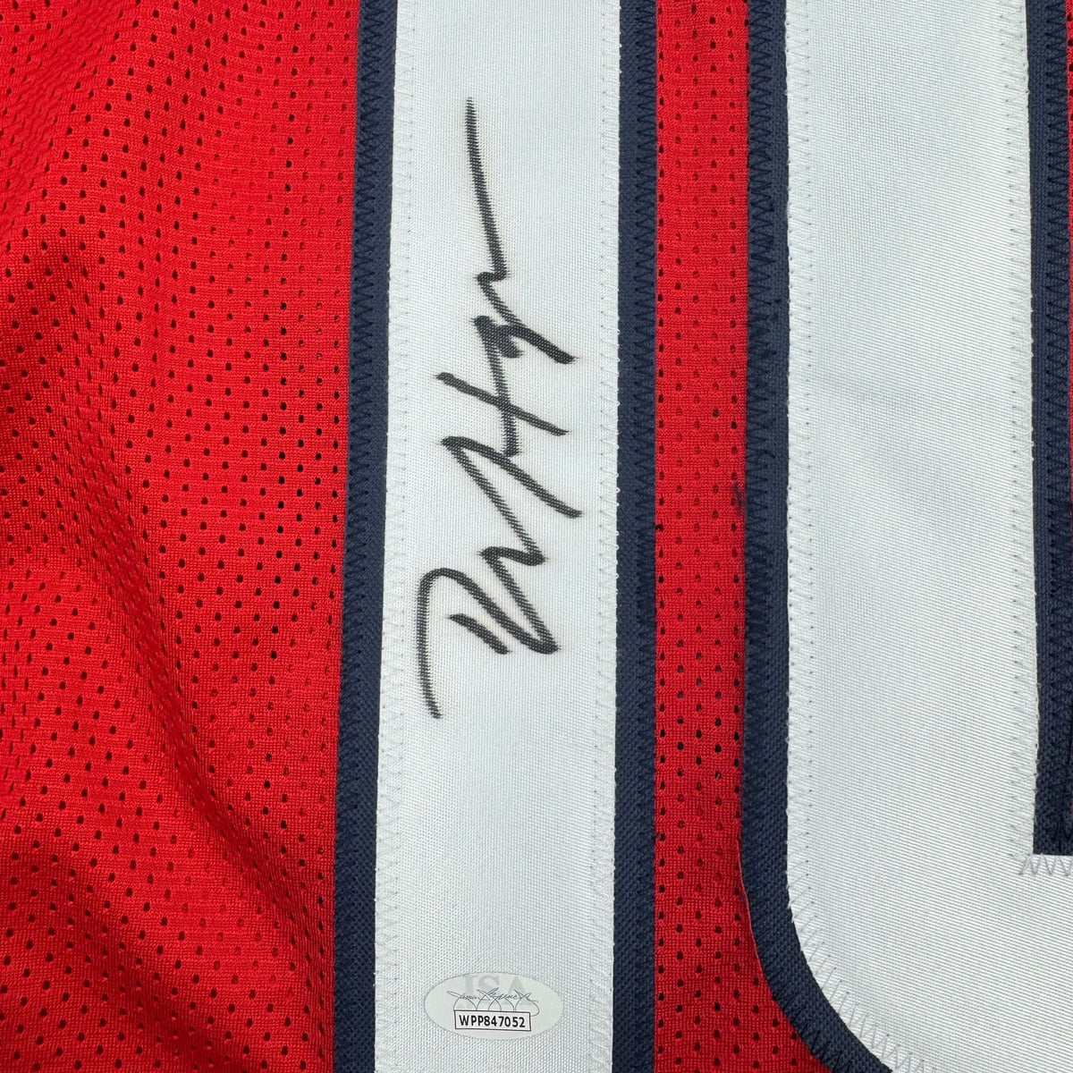 Autographed/Signed DeAndre Hopkins Houston Red Football Jersey JSA COA