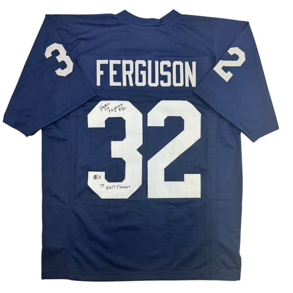 Autographed/Signed Vagas Ferguson 77 Nat'l Champs Notre Dame Blue College Football Jersey BAS COA