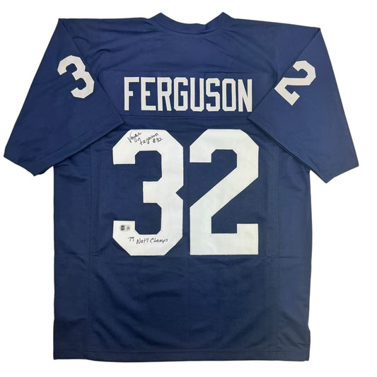 Autographed/Signed Vagas Ferguson 77 Nat'l Champs Notre Dame Blue College Football Jersey BAS COA