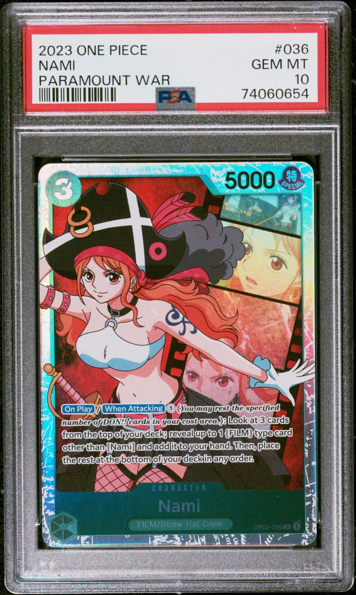 Graded 2023 One Piece Nami #036 Paramount War Trading Card Game PSA 10 Gem Mint