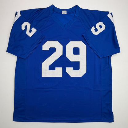 Autographed/Signed Joseph Addai Indianapolis Blue Football Jersey Beckett BAS COA