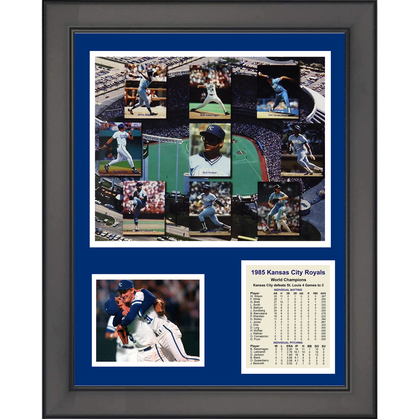 Framed Kansas City Royals 1985 World Series Champions 11"x14" Baseball Three Photo Collage