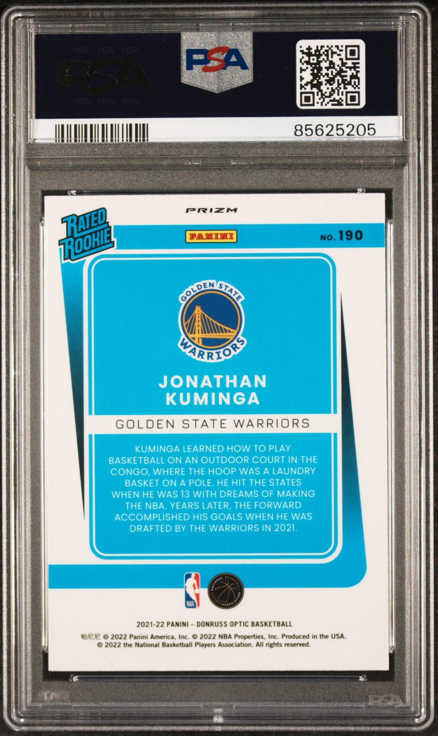 Graded 2021 Panini Donruss Optic Jonathan Kuminga #190 Fanatics Box Set Rookie RC Basketball Card PSA 10 Gem Mint