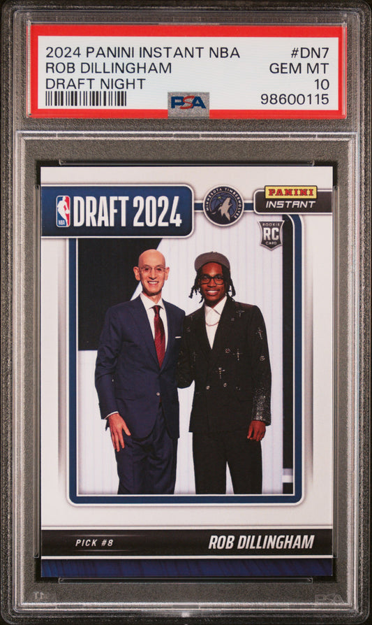 Graded 2024 Panini Instant NBA Rob Dillingham #DN7 Draft Night Rookie RC Basketball Card PSA 10 Gem Mint