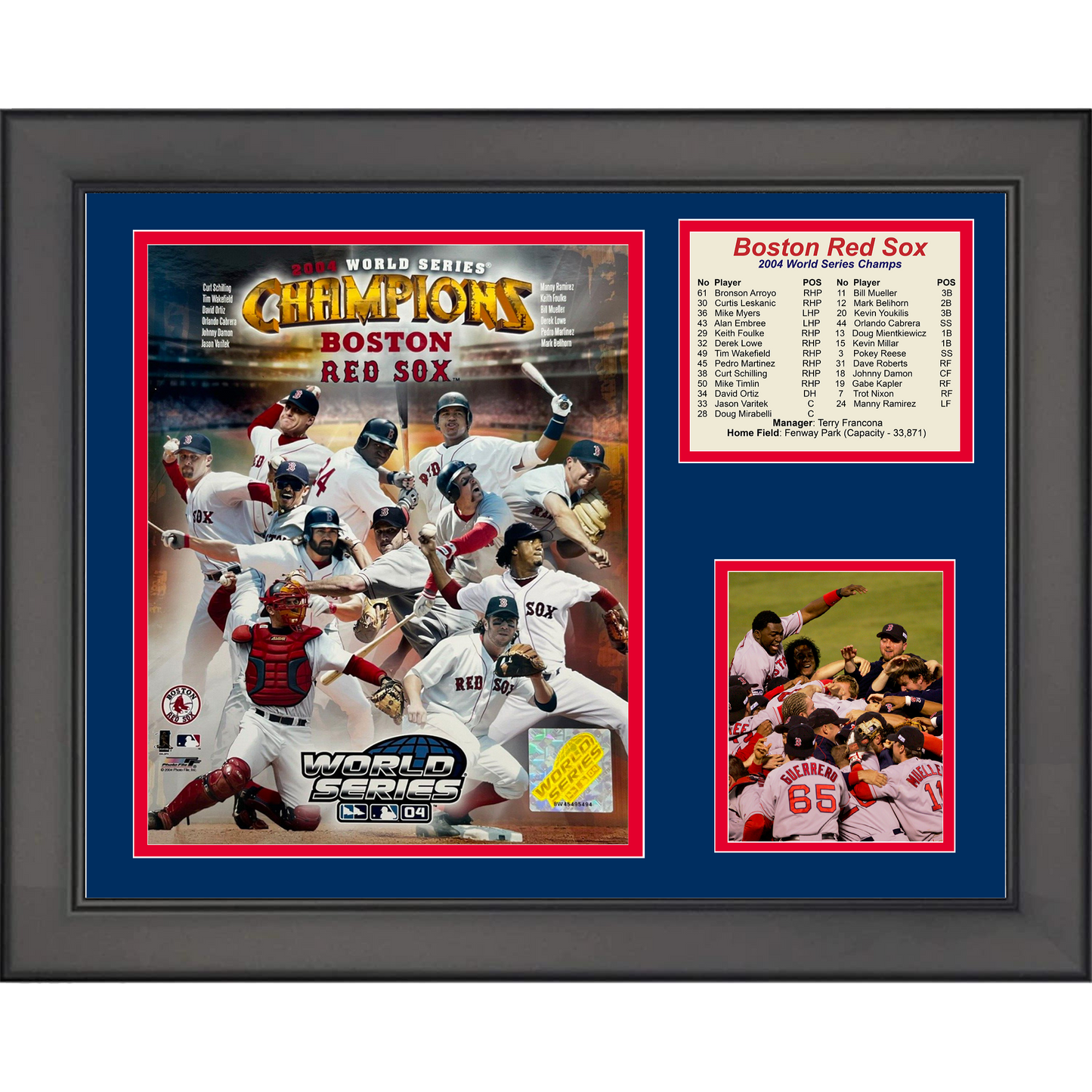Framed Boston Red Sox 2004 World Series Champions 11"x14" Baseball Three Photo Collage