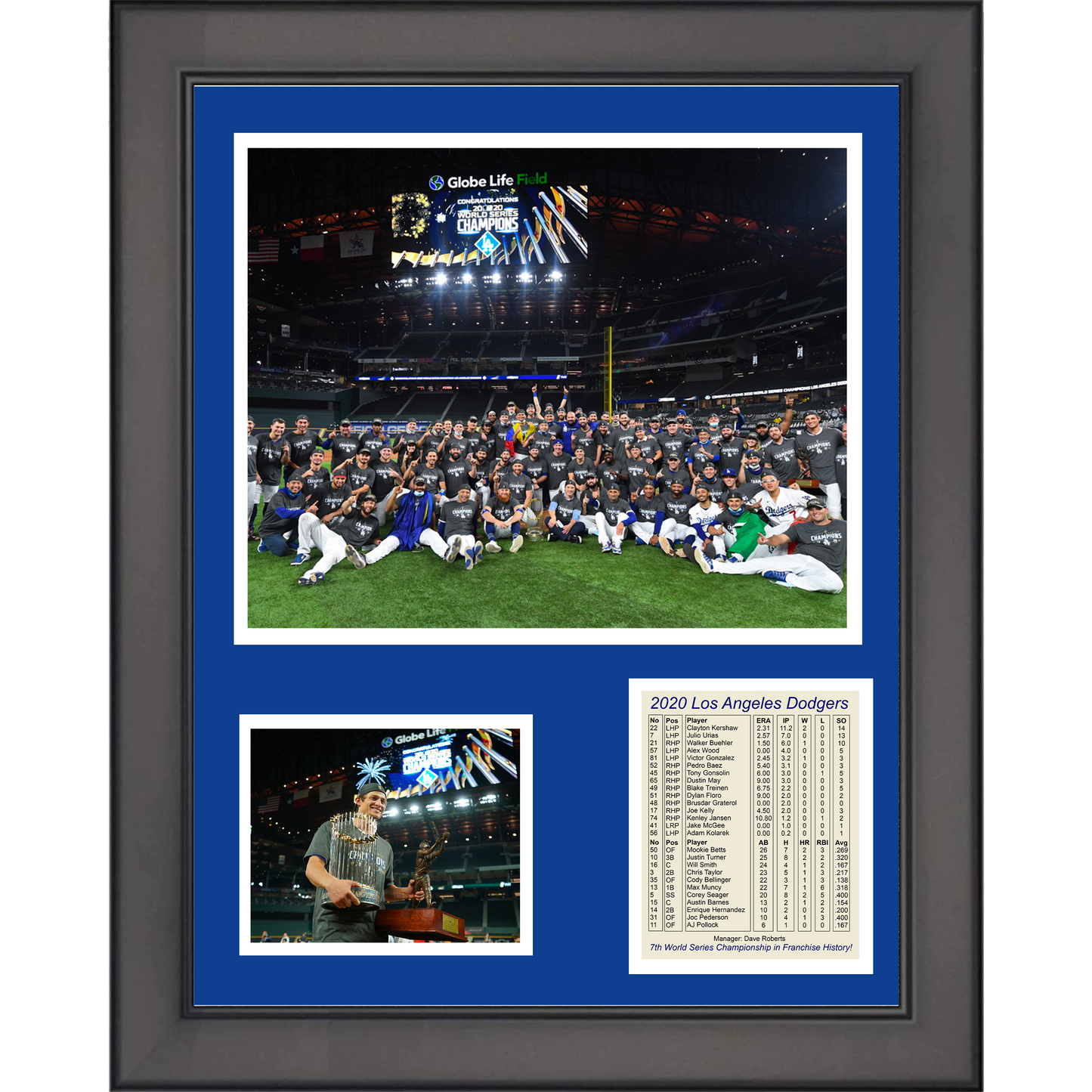 Framed Los Angeles Dodgers 2020 World Series Champions Celebration 11"x14" Baseball Three Photo Collage