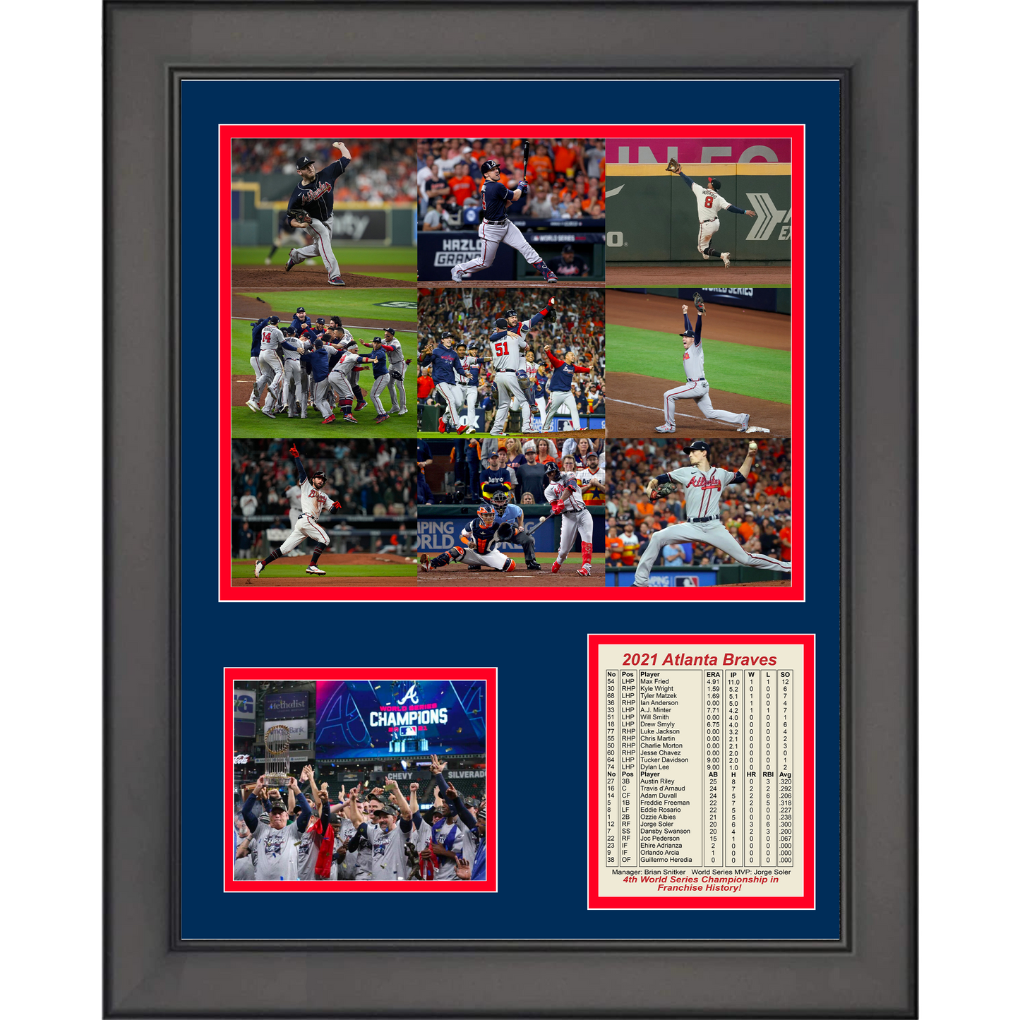Framed Atlanta Braves 2021 World Series Champions 11"x14"Baseball Three Photo Collage