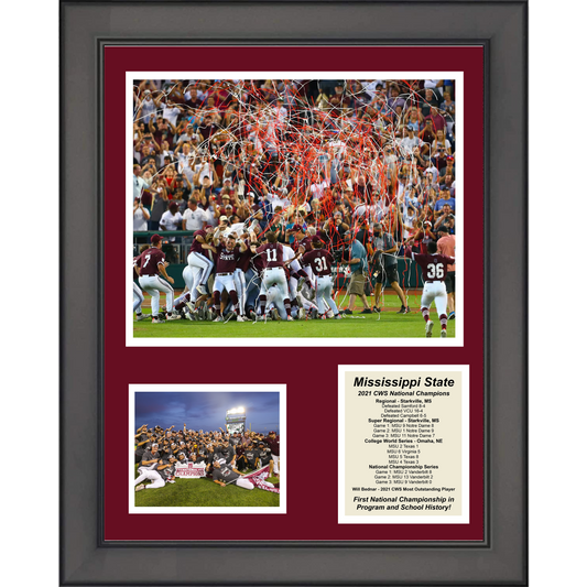 Framed Mississippi State Bulldogs 2021 College World Series National Champions 11"x14" Baseball Three Photo Collage