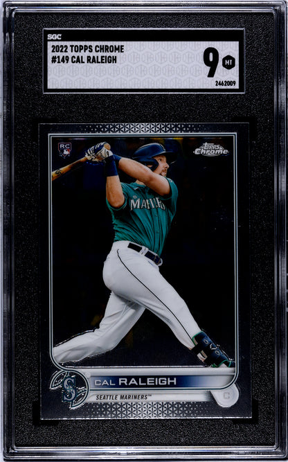 Graded 2022 Topps Chrome Cal Raleigh #149 Rookie RC Baseball Card SGC 9 Mint