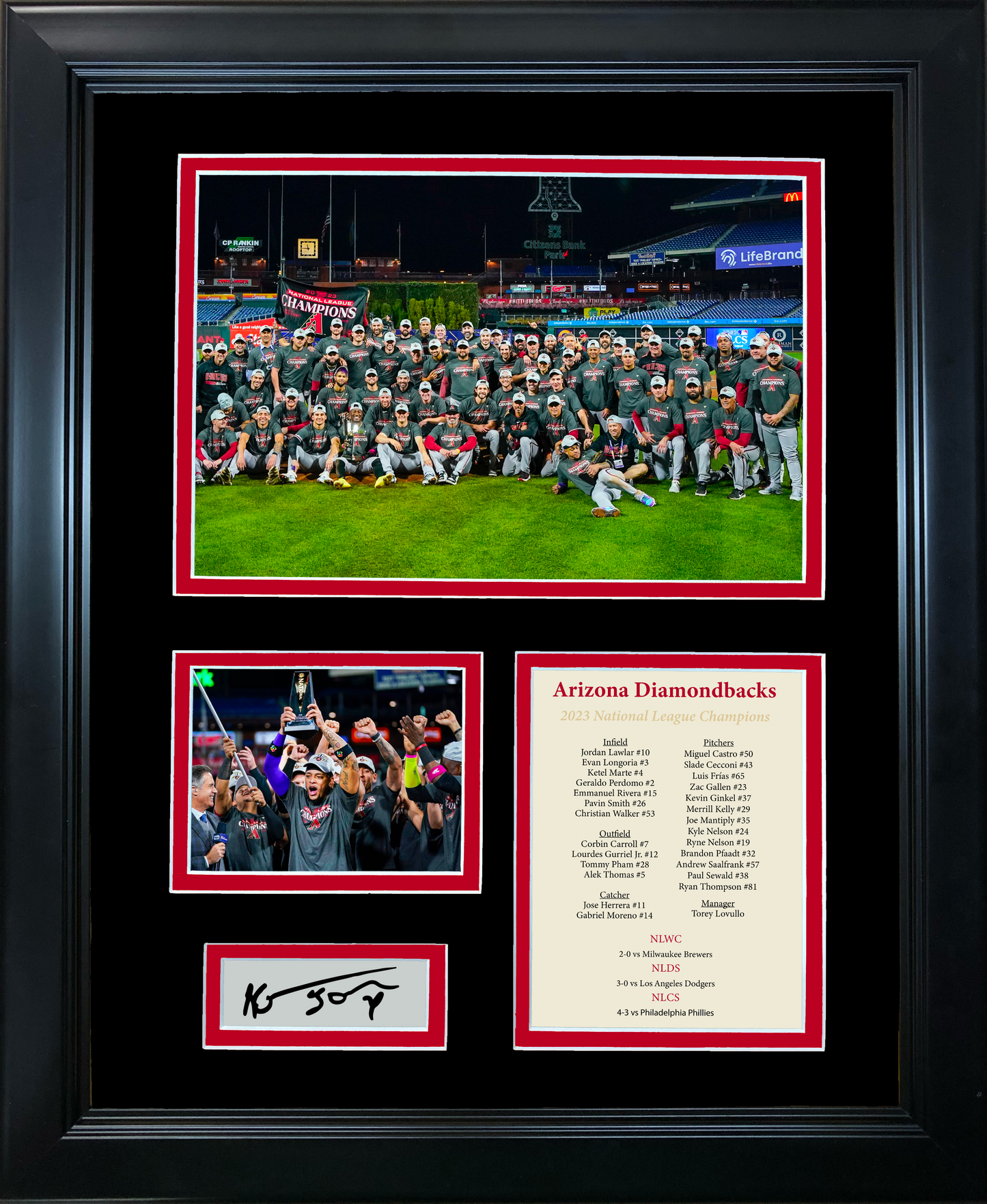 Framed Arizona Diamondbacks 2023 NLCS National League Champions Ketel Marte MVP Facsimile Laser Engraved Signature Auto 11"x14"Baseball Photo Sig Collage