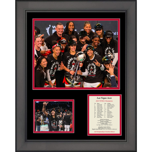 Framed Las Vegas Aces 2023 WNBA Champions A'ja Wilson MVP Basketball 11"x14" Three Photo Collage