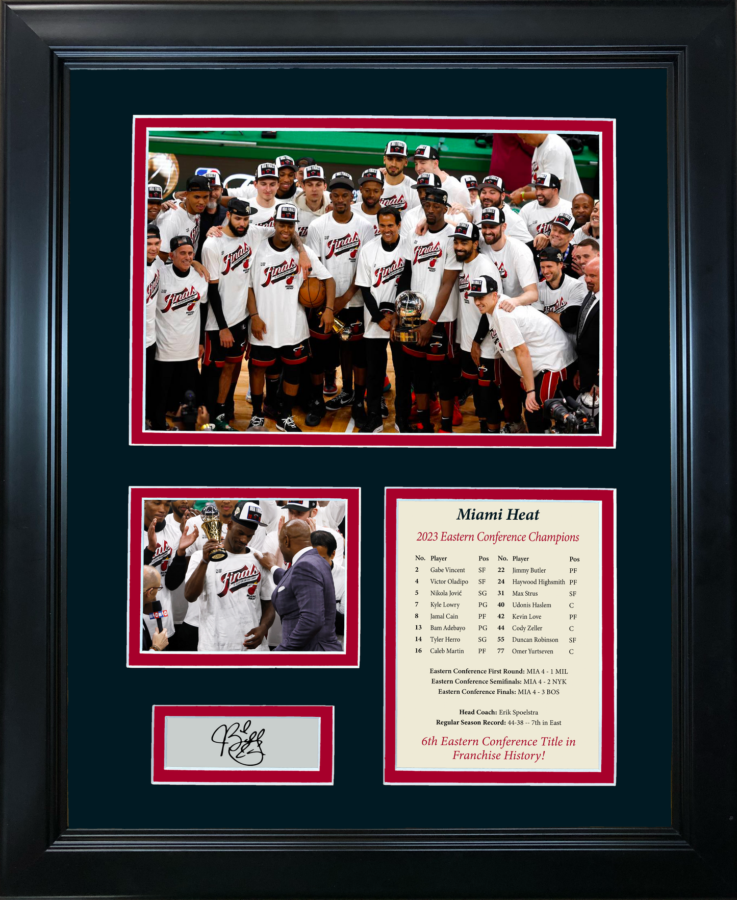 Framed 2023 Eastern Conference Champions Jimmy Butler MVP Facsimile Laser Engraved Signature Auto 11"x14" Basketball Photo Sig Collage