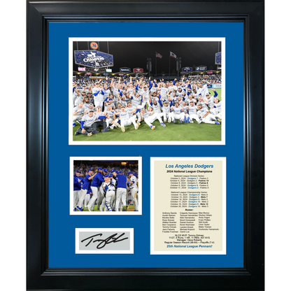 Framed Los Angeles Dodgers 2024 NLCS National League Champions Tommy Edman MVP Facsimile Laser Engraved Signature Auto 11"x14"Baseball Photo Sig Collage