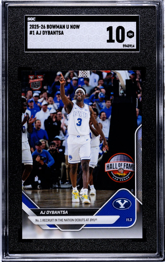 Graded 2025 Topps Bowman U Now AJ Dybantsa #1 Rookie RC Basketball Card SGC 10 Gem Mint