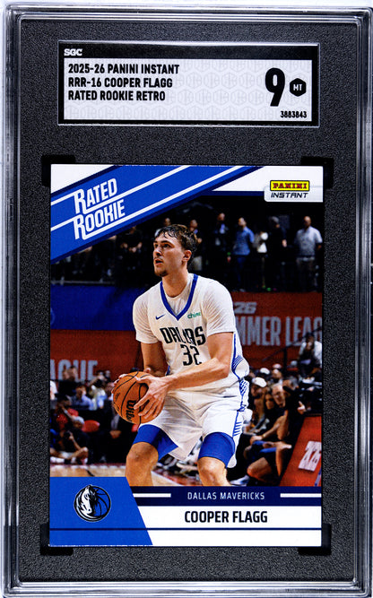 Graded 2025 Panini Instant Cooper Flagg #RRR16 Rated Rookie Retro Rookie RC Basketball Card SGC 9 Mint