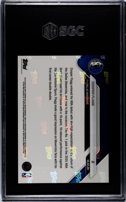 Graded 2025 Topps Now Cooper Flagg #6 Rookie RC Basketball Card SGC 8 Near Mint