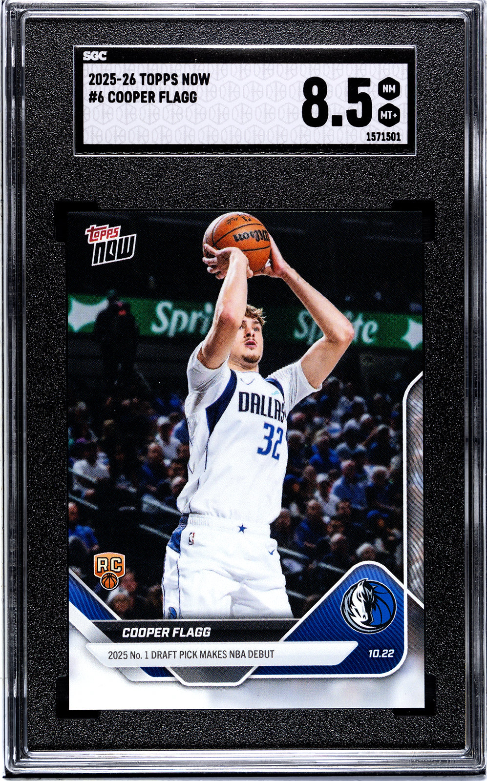 Graded 2025 Topps Now Cooper Flagg #6 Rookie RC Basketball Card SGC 8.5 Near Mint