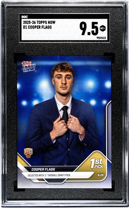 Graded 2025 Topps Now Cooper Flagg #D1 Draft Rookie RC Basketball Card SGC 9.5 Mint+