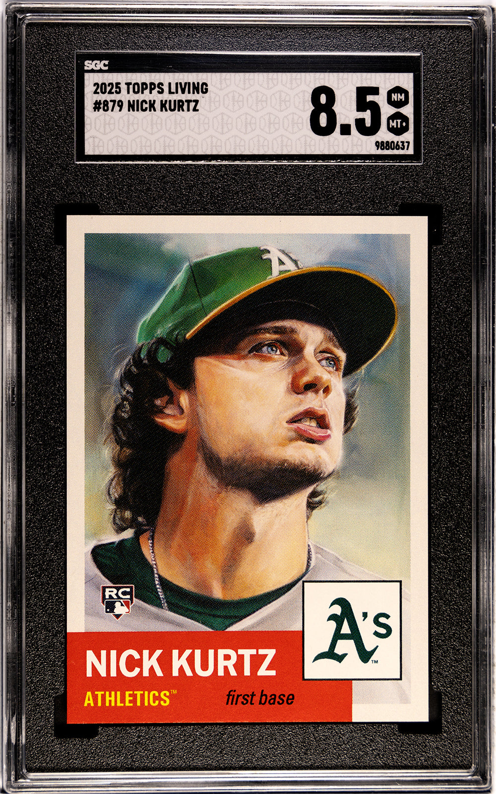 Graded 2025 Topps Living Nick Kurtz #879 Rookie RC Baseball Card SGC 8.5 Near Mint