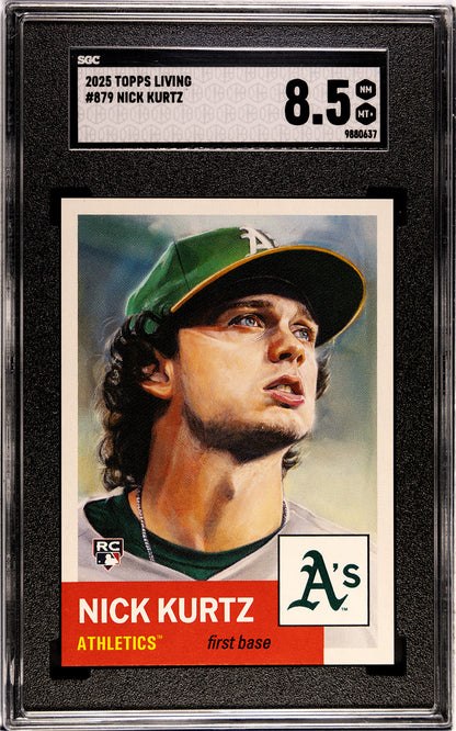 Graded 2025 Topps Living Nick Kurtz #879 Rookie RC Baseball Card SGC 8.5 Near Mint