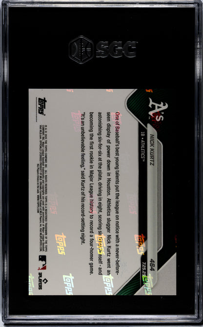 Graded 2025 Topps Now Nick Kurtz #464 1st Rookie in MLB History With a Four Homer Game Rookie RC Baseball Card SGC 9.5 Mint+
