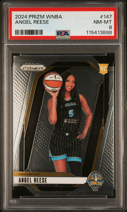 Graded 2024 Panini Prizm Angel Reese #147 Rookie RC Basketball Card PSA 8 Near Mint
