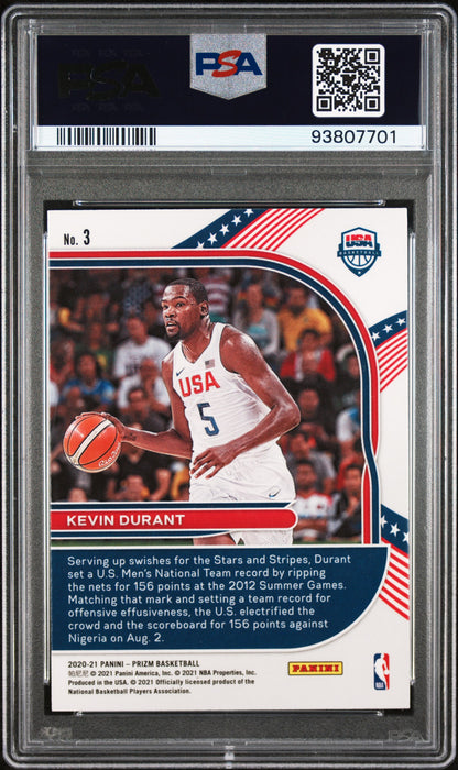 Graded 2020 Panini Prizm Kevin Durant #3 USA Basketball Card PSA 10 Gem Mint