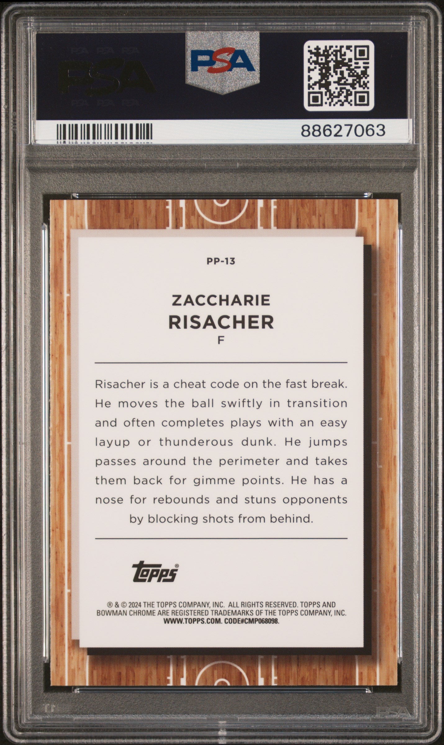 Graded 2023 Topps Bowman U Chrome Zaccharie Risacher #PP13 Prodigal Playmakers Rookie RC Basketball Card PSA 10 Gem Mint
