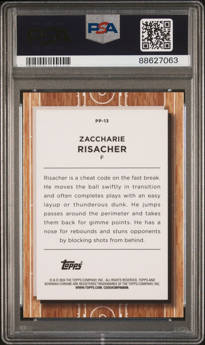 Graded 2023 Topps Bowman U Chrome Zaccharie Risacher #PP13 Prodigal Playmakers Rookie RC Basketball Card PSA 10 Gem Mint